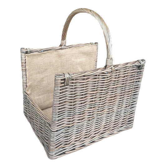 Antique Wash Open End Wicker Basket