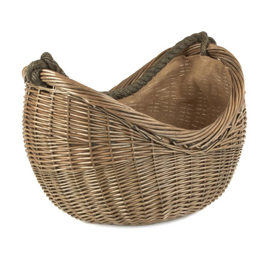 Antique Wash Rope Handled Wicker Carrying Basket